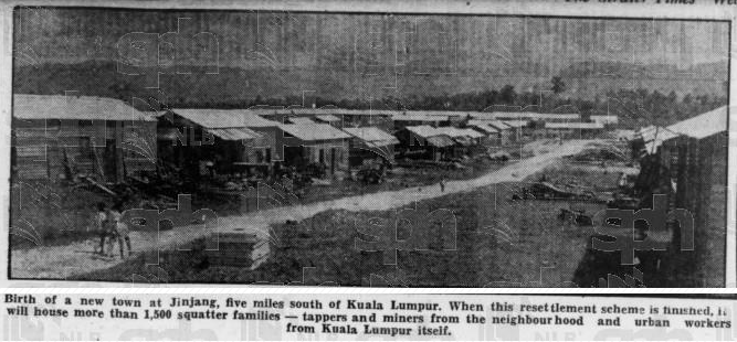 Kelahiran bandar baru Jinjang, 5 batu ke selatan dari Kuala Lumpur, bakal menempatkan 1,500 buah keluarga setinggan, pekerja ladang dan lombong, serta pekerja bandar Kuala Lumpur.