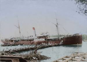 A coolie ship arriving at the Kallang River in Singapore. A coolie ship arriving at the Kallang River in Singapore.