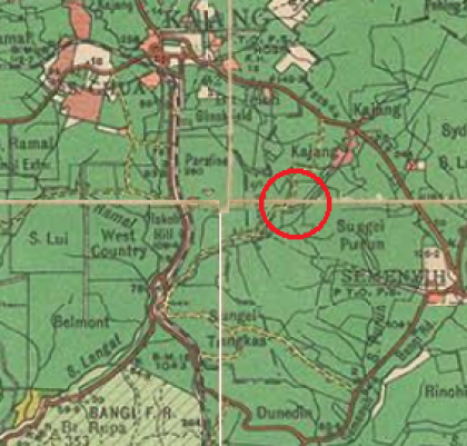 Kemungkinan kawasan pertempuran di pinggir Ladang Kajang, 1950. Kemungkinan kawasan pertempuran di pinggir Ladang Kajang, 1950.