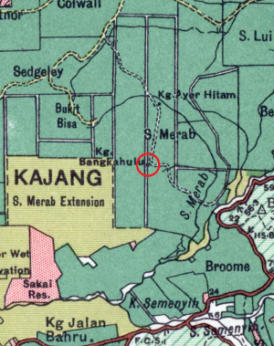 Peta lokasi Kampung Bangkahulu, Sungai Merab Ulu, 1950 Peta lokasi Kampung Bangkahulu, Sungai Merab Ulu, 1950
