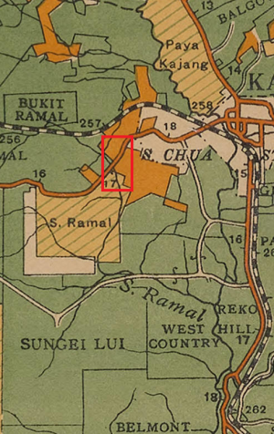 Lokasi tapak, berdasarkan peta tahun 1926 Lokasi tapak, berdasarkan peta tahun 1926