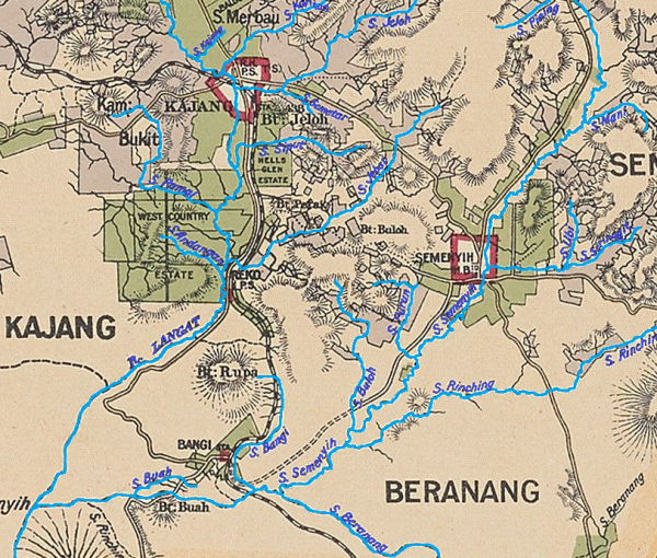 Peta pertengahan Lembangan Sungai Langat, sekitar tahun 1904